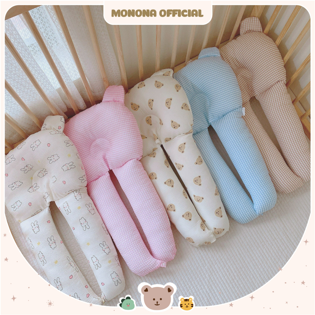 Gối chặn chữ u đa năng Monona, gối lõm, gối chặn, gối ôm cho bé ngủ ngon giấc, chống giật mình