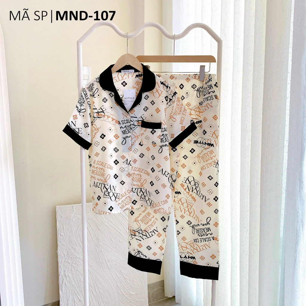 Đồ bộ mặc nhà, đồ Pijama đồ ngủ - đồ mặc nhà Lụa TNQD Satino - Emmy Black & Hana Cream & Kara Mint