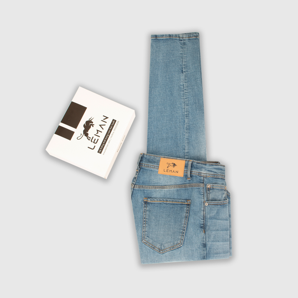 Quần Jean nam Leman xanh trơn JD16 - Slim Form Tôn Dáng [Full Box, Chính Hãng]