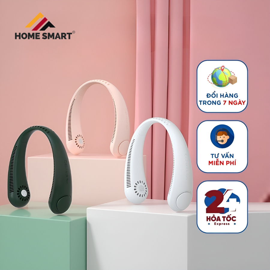 Quạt Đeo Cổ USB Mini Tích Điện Không Cánh Tiện Lợi, Thời Trang, Dáng Thể Thao