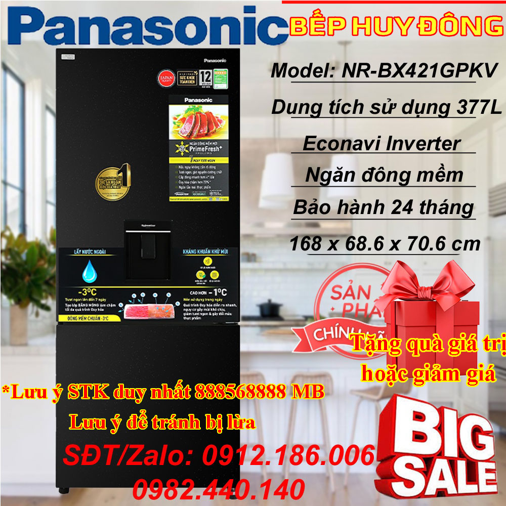 Tủ lạnh Panasonic Inverter 377 lít NR-BX421GPKV