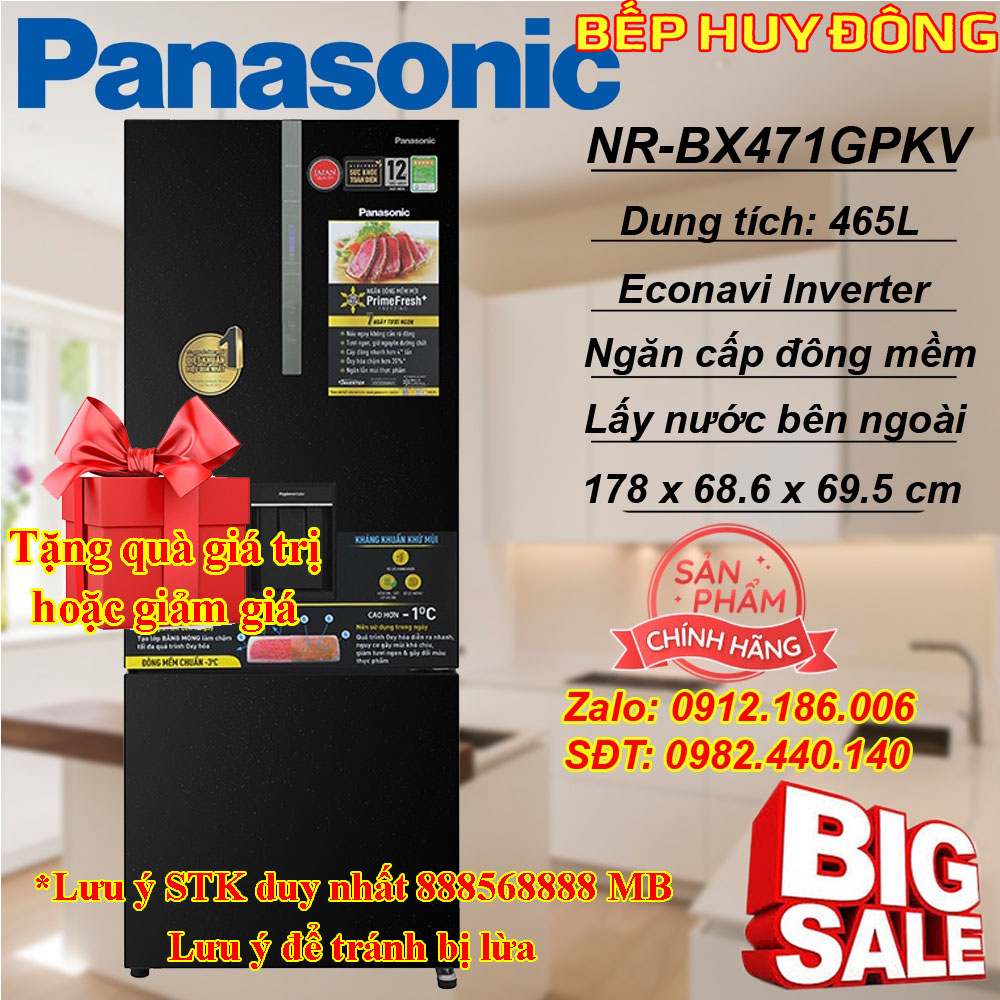Tủ lạnh Panasonic Inverter 417 lít NR-BX471GPKV
