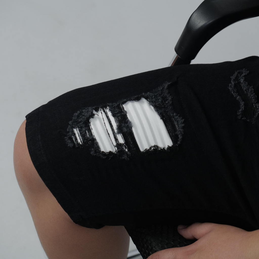 Quần short jean vá da BSCOUTURE - BIGSIZE STUDIO