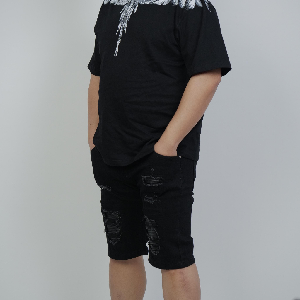 Quần short jean vá da BSCOUTURE - BIGSIZE STUDIO