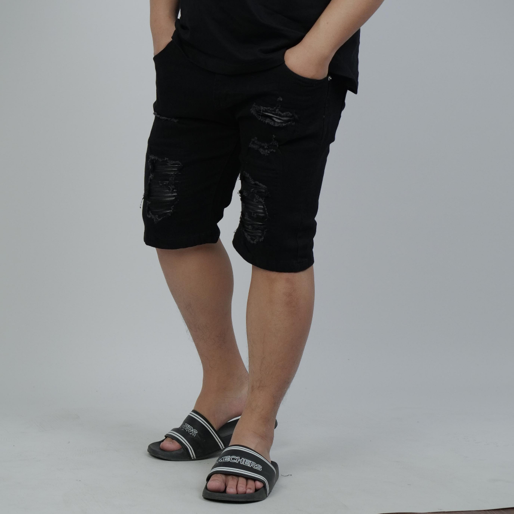 Quần short jean vá da BSCOUTURE - BIGSIZE STUDIO