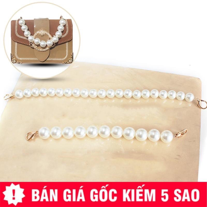 Dây đeo túi xách xỏ hạt ngọc trai giả dài 24cm hạt 14mm