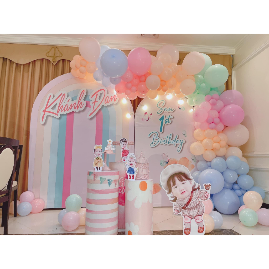 Set 50 bóng pastel đủ màu trang trí backdrop sinh nhật cỡ 30cm