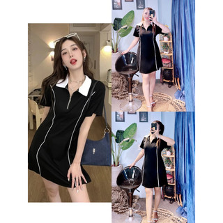 Đầm suông phối trắng viền Big size  dành cho khách ngoại cỡ từ 60-90 ký