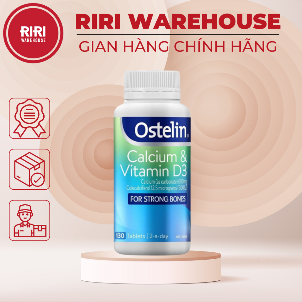 Canxi bầu Úc Ostelin Calcium & Vitamin D3 130 viên - [ Date 2024 ]