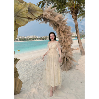 Váy maxi đi biển , váy voan dài đính sequin Lolita DressUp quảng châu cao cấp