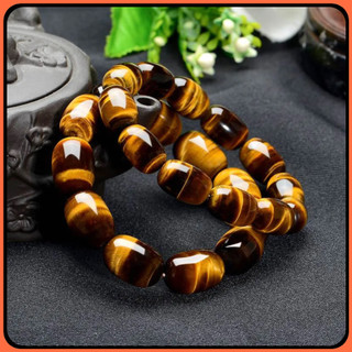 Vòng hạt Lu Thống   Nâu Vàng hạt trụ 12mm  Tặng kèm hộp đựng VT090 - Hợp mệnh Kim, Thổ