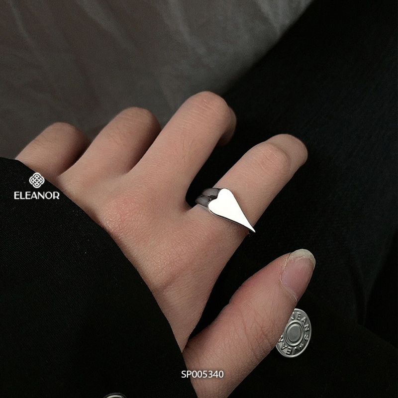 Nhẫn nữ hở bạc 925 Eleanor Accessories thiết kế hình tim độc đáo phụ kiện trang sức 5340