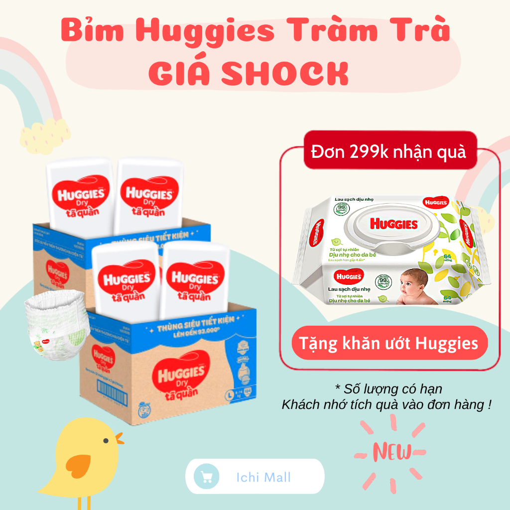 Thùng/Gói lẻ Bỉm quần Huggies Tràm Trà Tự Nhiên Dry Pants Mega Jumbo M/L/XL/XXL