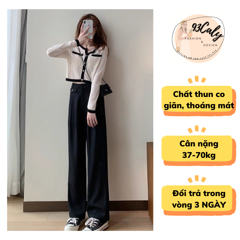Quần Ống Rộng Quần Vải Nữ Suông Trơn Mẫu Trơn 1 túi nắp Mới Nhất 2022 Quảng Châu Cạp Cao Phong Cách Hàn Quốc (Có Ảnh FB)