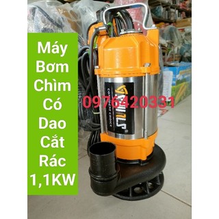 Máy bơm bùn có dao cắt rác 1,1kw, máy bơm nước thải thả chìm
