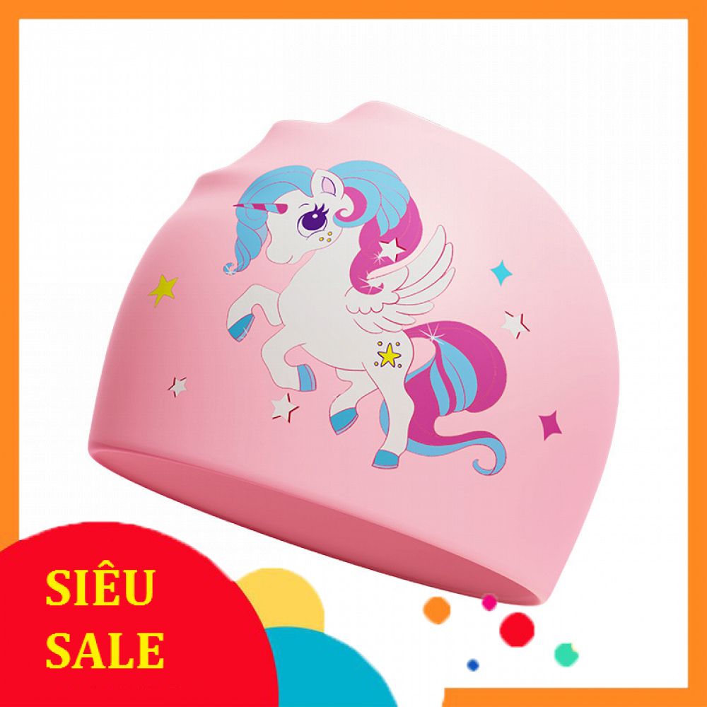 Nón bơi silicon cho bé phù hợp trẻ em trên 3 tuổi hình ngộ nghĩnh chất liệu an toàn