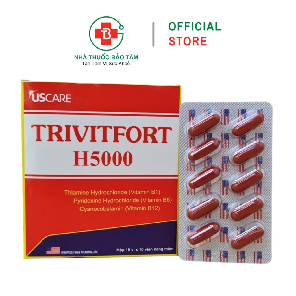 Viên Uống TRIVITFORT H5000 giúp bổ sung vitamin B1, B6, B12 cho cơ thể - Hộp 100 Viên