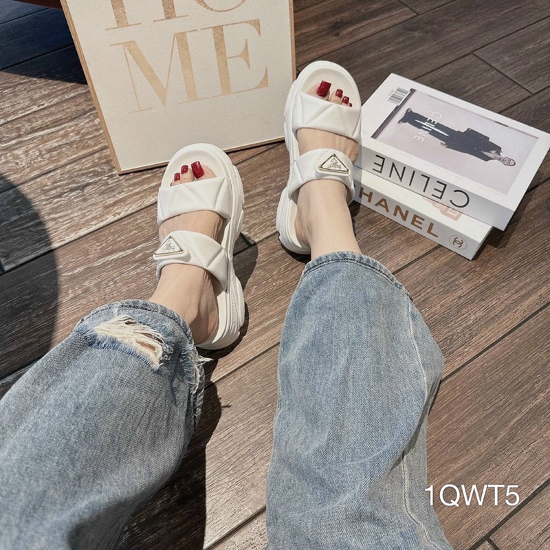 Dép Bánh Mì 2 Quai Da Chỉ Khoá Sang Êm Đẹp