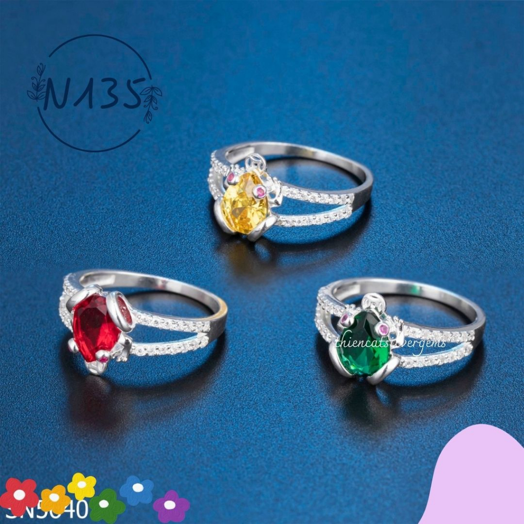 N135 Nhẫn song đai Thiềm Thừ sắc màu Bạc thật Thiên Cát s950