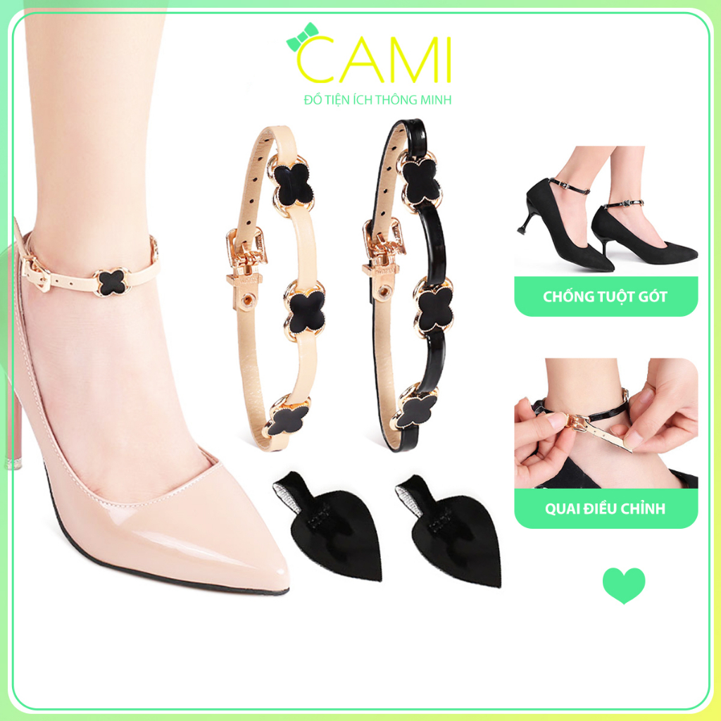 Dây giày chống tuột gót, thiết kế đính phụ kiện xinh xắn, chất liệu da PU chắc chắn, có khoen inox - Cami - CMPK343