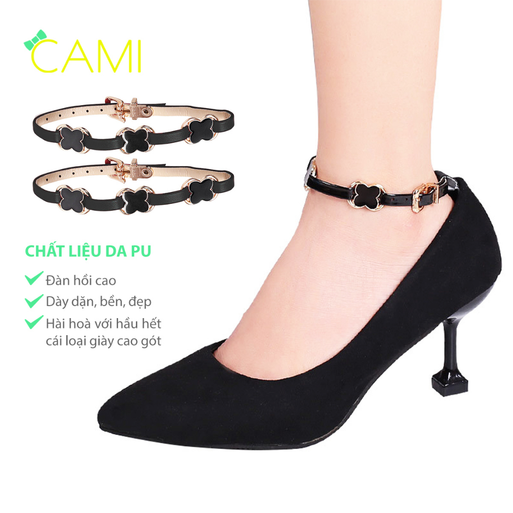 Dây giày chống tuột gót, thiết kế đính phụ kiện xinh xắn, chất liệu da PU chắc chắn, có khoen inox - Cami - CMPK343