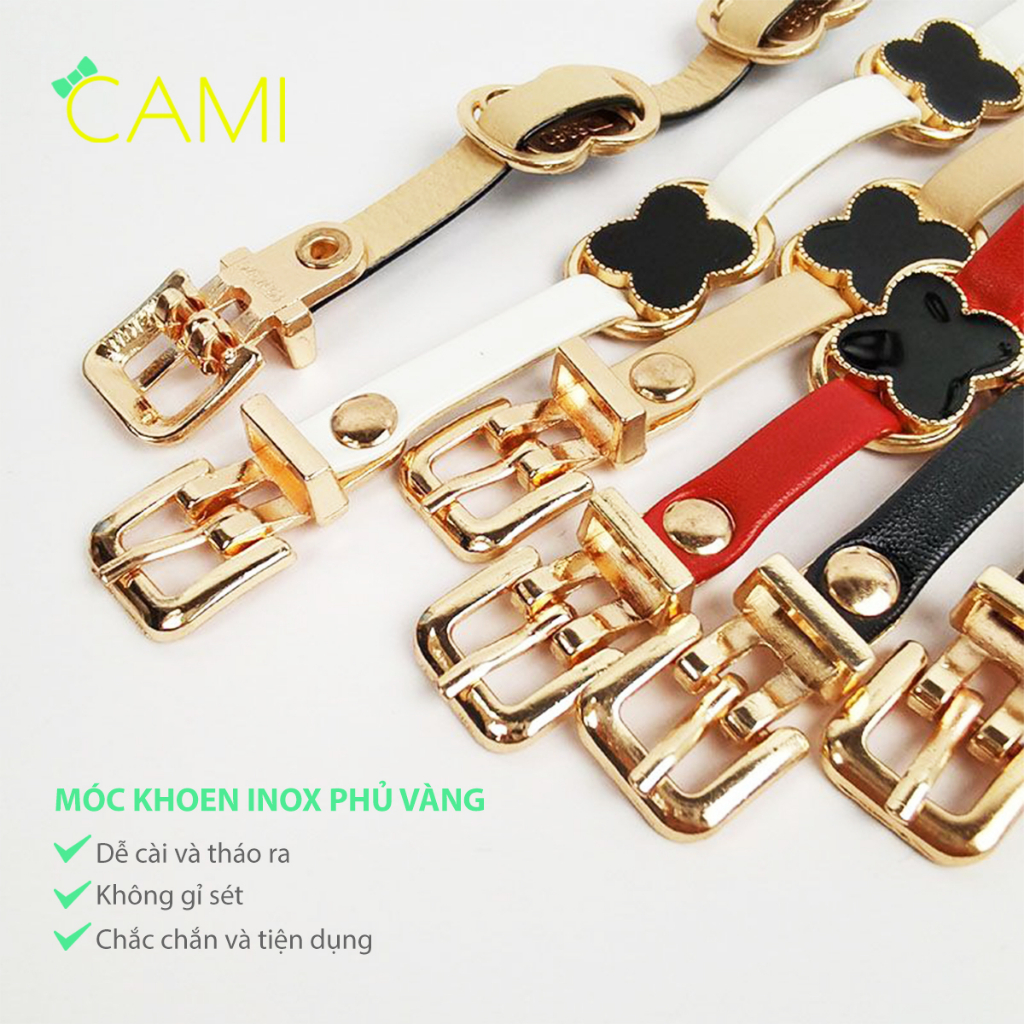 Dây giày chống tuột gót, thiết kế đính phụ kiện xinh xắn, chất liệu da PU chắc chắn, có khoen inox - Cami - CMPK343