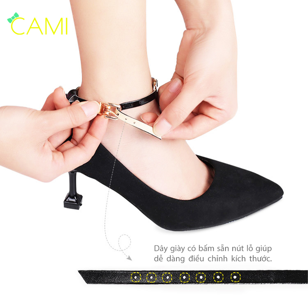 Dây giày chống tuột gót, thiết kế đính phụ kiện xinh xắn, chất liệu da PU chắc chắn, có khoen inox - Cami - CMPK343