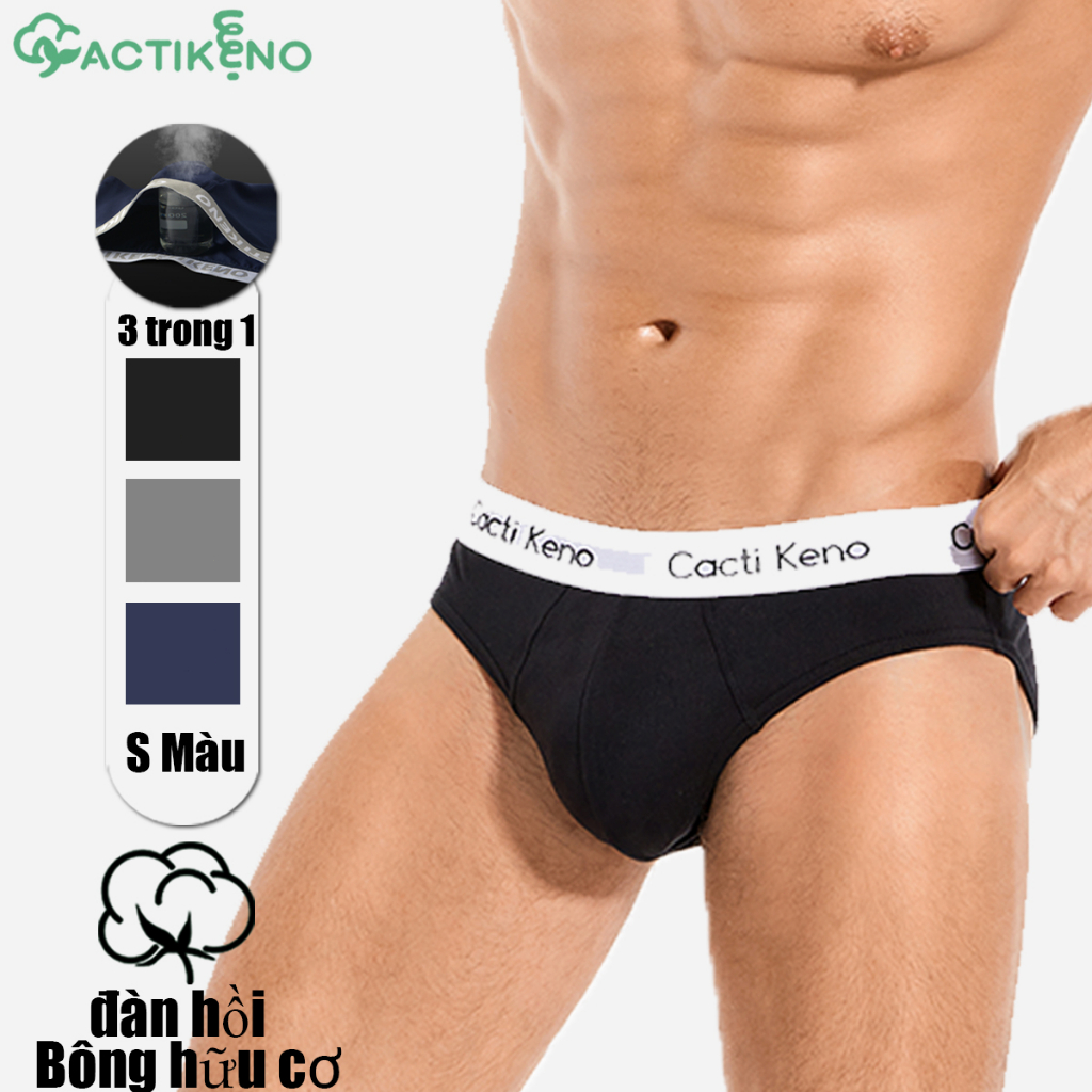 Cacti Keno combo 3 Quần lót nam Thoáng Khí Và Thoải Mái Quần Lót Với Đàn Hồi Cao Thoáng Khí Và Không Phai Màu Bông hữu c