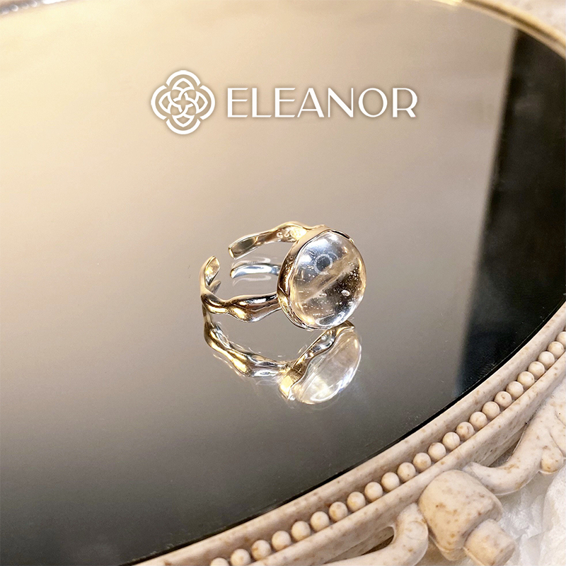 Nhẫn nữ hở bạc 925 Eleanor Accessories hình tròn đính đá trong suốt phụ kiện trang sức 5341