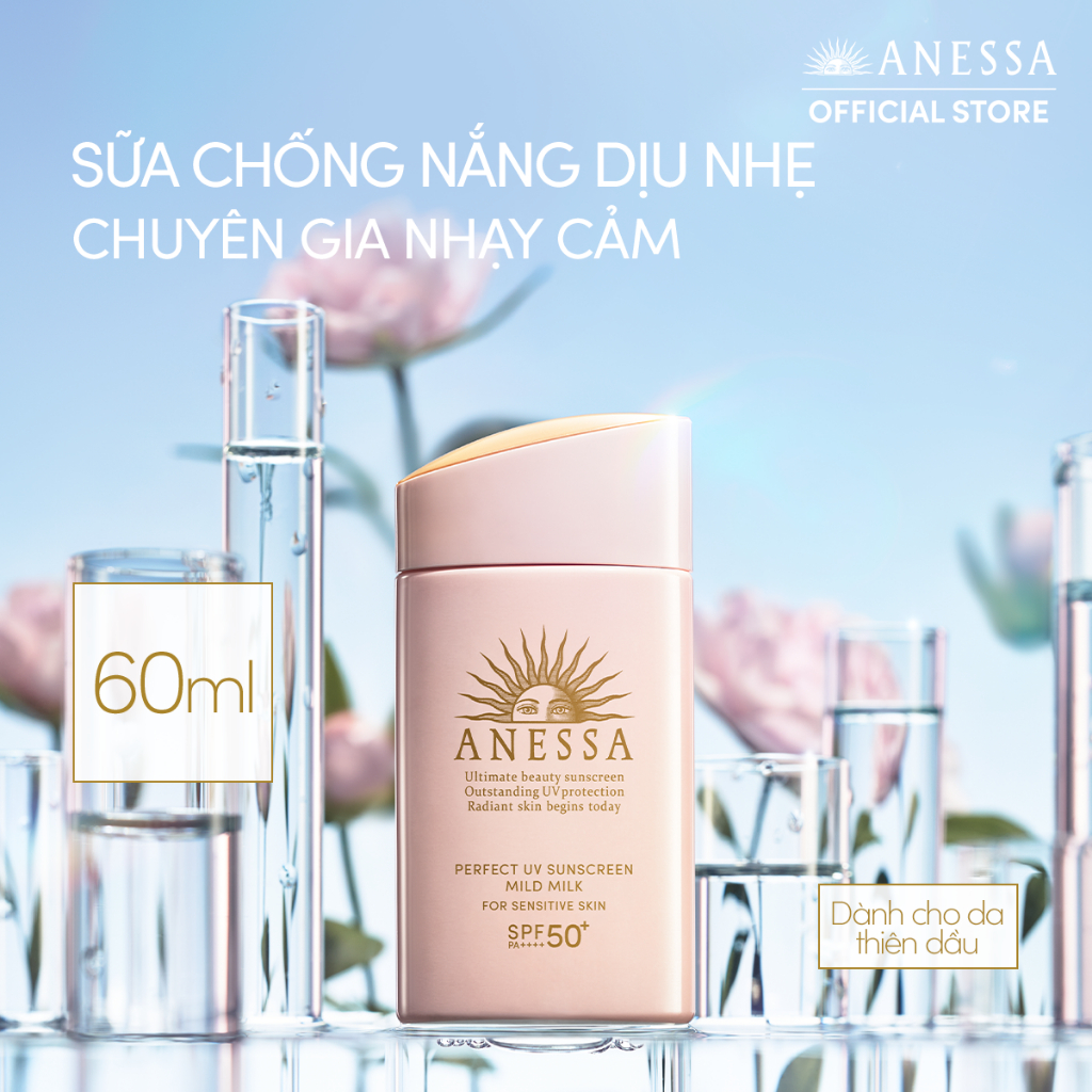 Sữa chống nắng dịu nhẹ cho da nhạy cảm Anessa Perfect UV Sunscreen Mild Milk 60ml