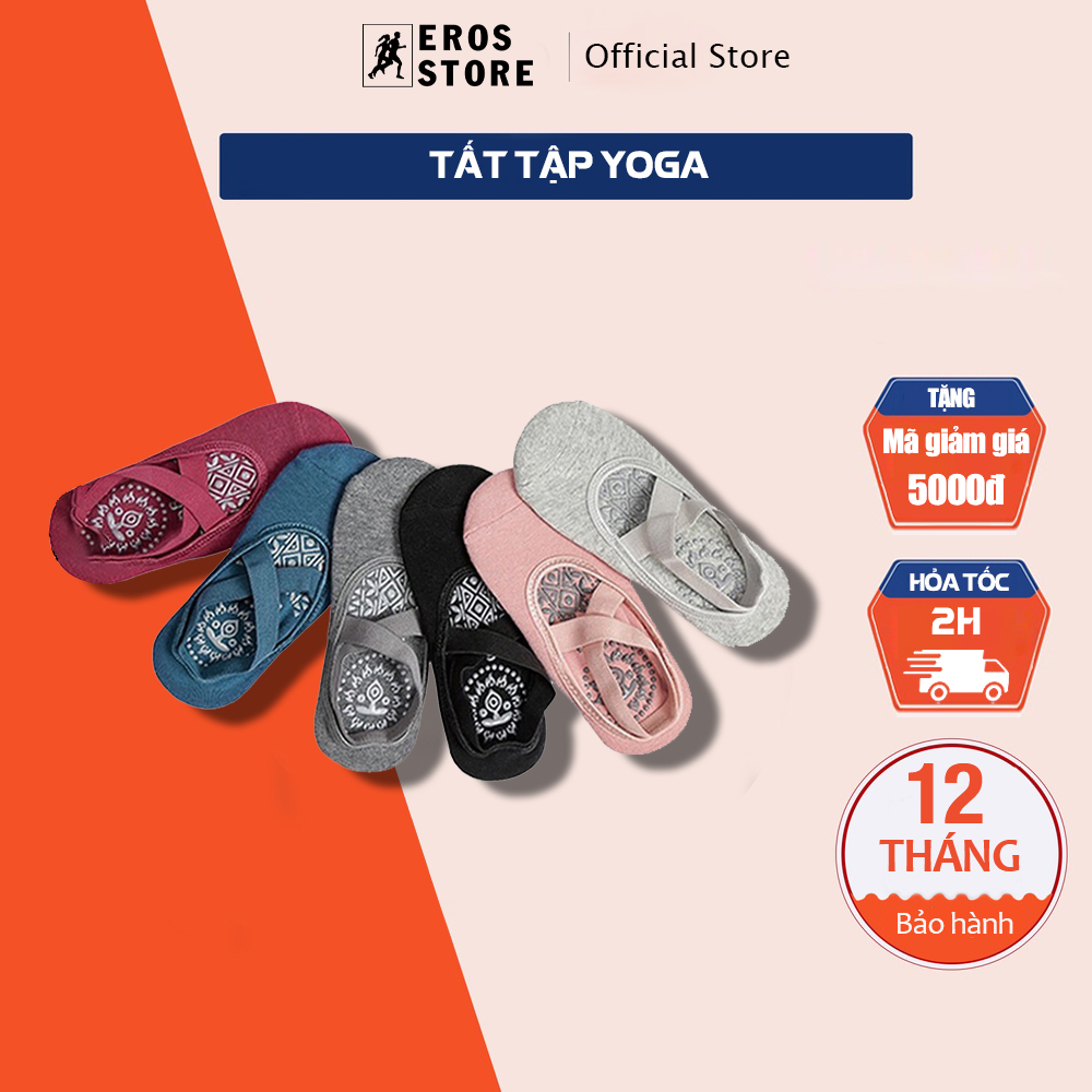Tất/ vớ chân tập yoga gắn hạt silicon chống trượt, vải thấm hút mồ hôi Chính Hãng Eros Store