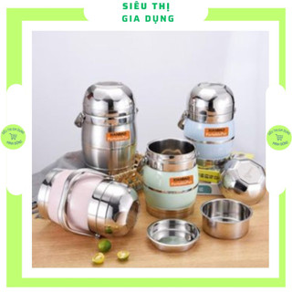 Cặp lồng inox giữ nhiệt 3 ngăn dung tích 1.6 lít, Hộp cơm Inox XIANBAO hàng chính hãng