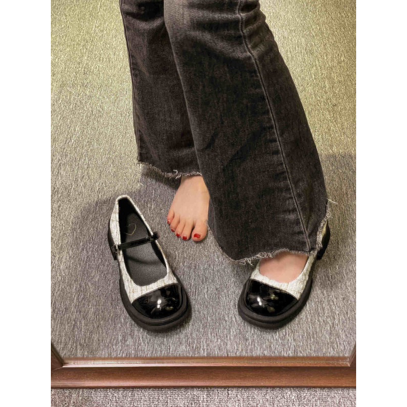 Giầy lolita mũi da vải dạ 2 màu đen trắng kiểu dáng trẻ trung phong cách Hàn Quốc Ulzzangshop520