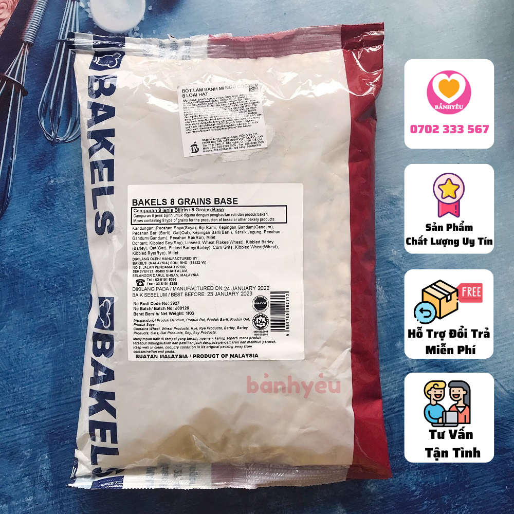 Bột làm bánh mì ngũ cốc 8 loại hạt-Túi 1kg - NL53