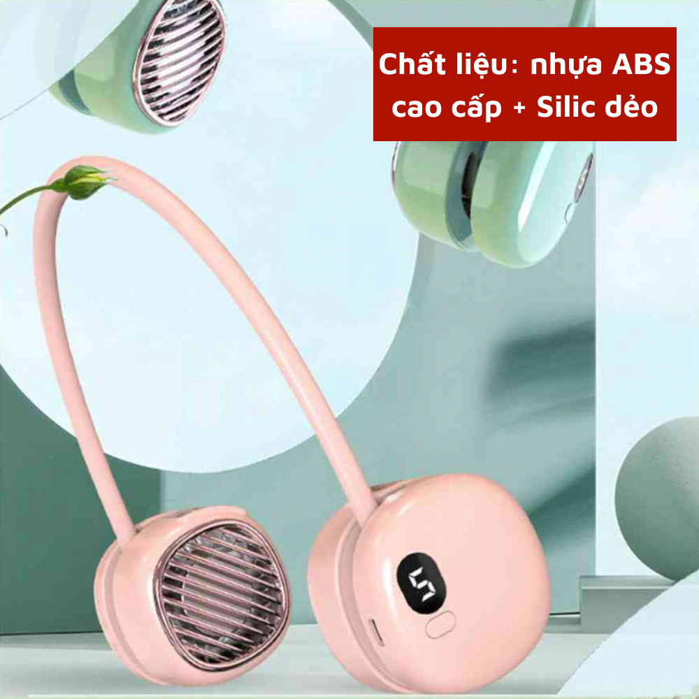 Quạt đeo cổ tích điện mini quạt 4 tốc độ dung lượng pin 1800mAH phù hợp cho gia đình nhỏ hoặc văn phòng