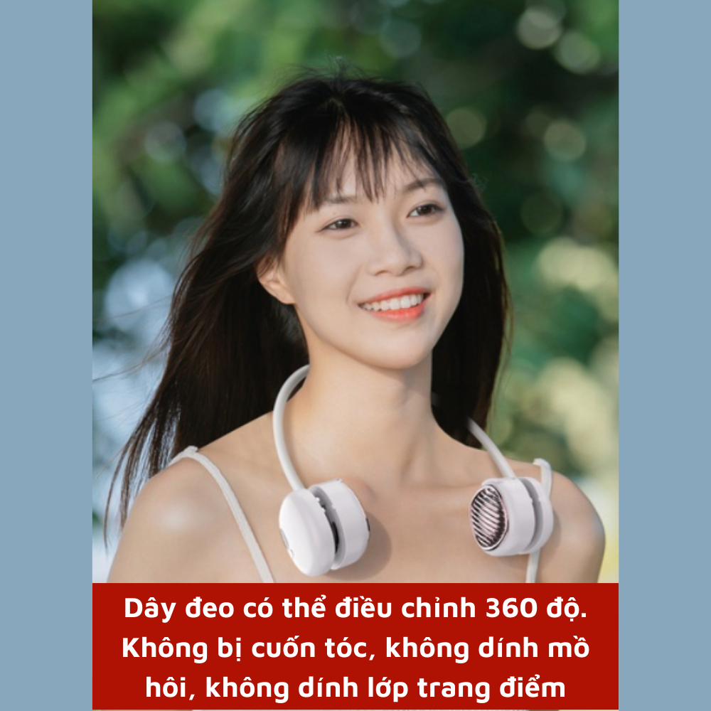 Quạt đeo cổ tích điện mini quạt 4 tốc độ dung lượng pin 1800mAH phù hợp cho gia đình nhỏ hoặc văn phòng