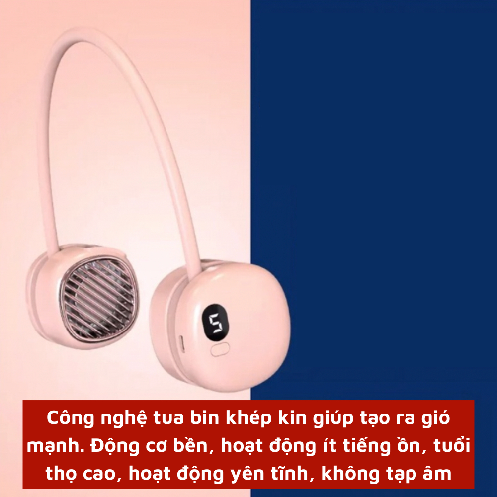 Quạt đeo cổ tích điện mini quạt 4 tốc độ dung lượng pin 1800mAH phù hợp cho gia đình nhỏ hoặc văn phòng