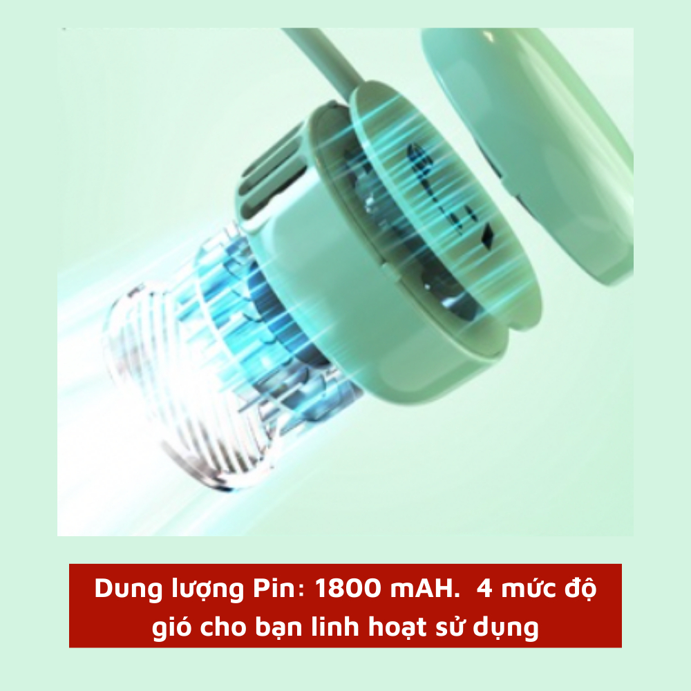 Quạt đeo cổ tích điện mini quạt 4 tốc độ dung lượng pin 1800mAH phù hợp cho gia đình nhỏ hoặc văn phòng