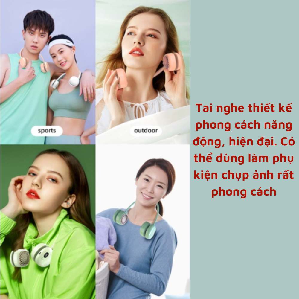 Quạt đeo cổ tích điện mini quạt 4 tốc độ dung lượng pin 1800mAH phù hợp cho gia đình nhỏ hoặc văn phòng