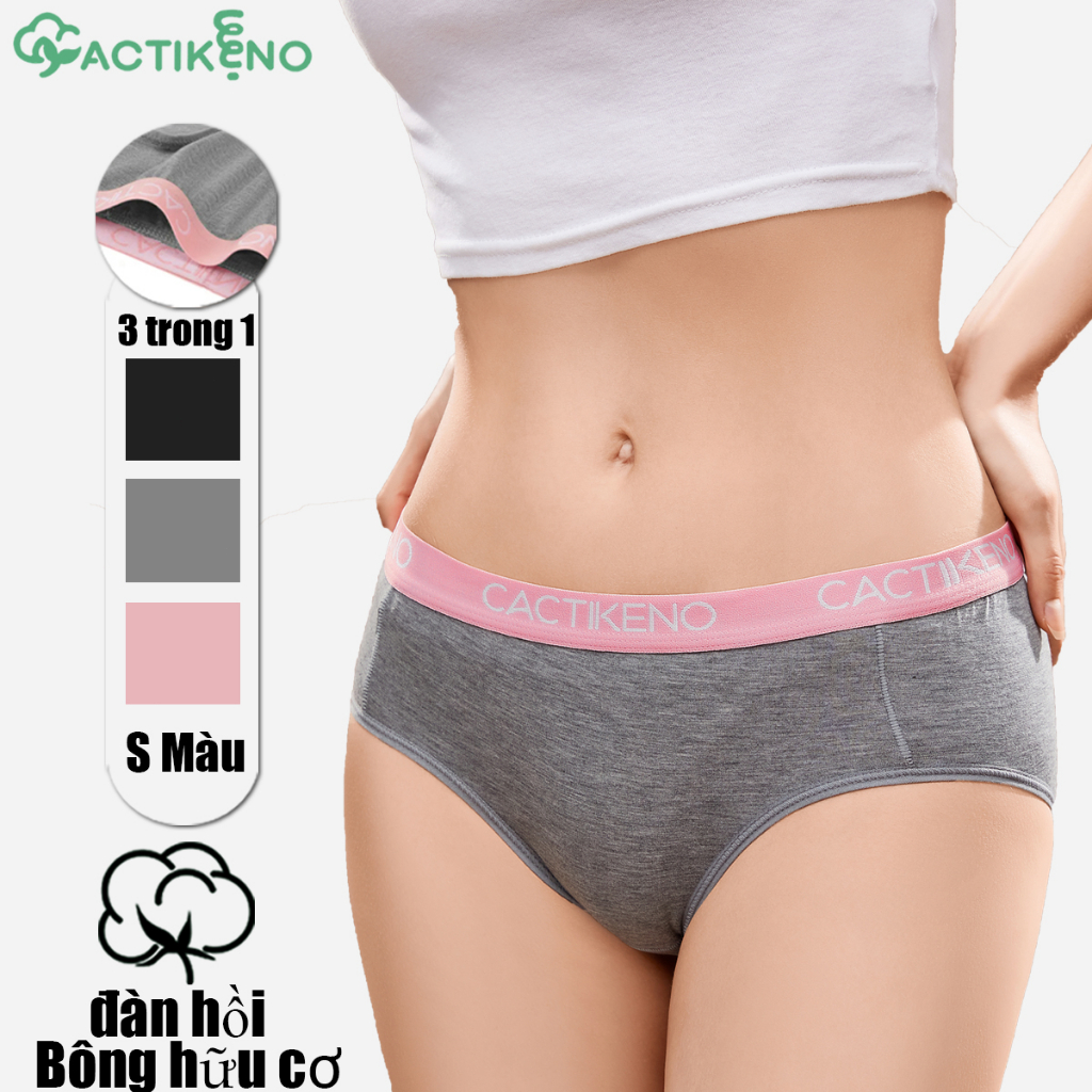 Cacti Keno combo 3 Quần lót cotton nữ Bông hữu cơ kháng khuẩn lành mạnh Quần lót tam giác nữ thoải mái ( ck -3.0)