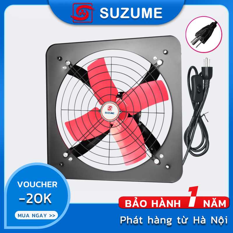 SUZUME Quạt thông gió chất liệu thép dây 2m có công tắc bảo hành 1 năm quạt hút thông gió, hút khói, quạt hút bếp
