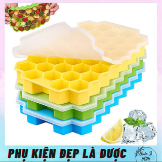 Khay đá tổ ong hình lục giác, khay đá silicon 37 ô, tạo hình viên đá lục giác đẹp mắt tăng hương sắc cho thức uống