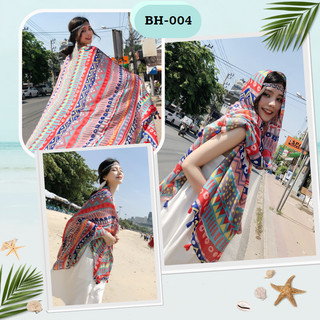 Khăn boho 90x180 màu hồng xám tam giác đỏ BH 004 Lalisa Store