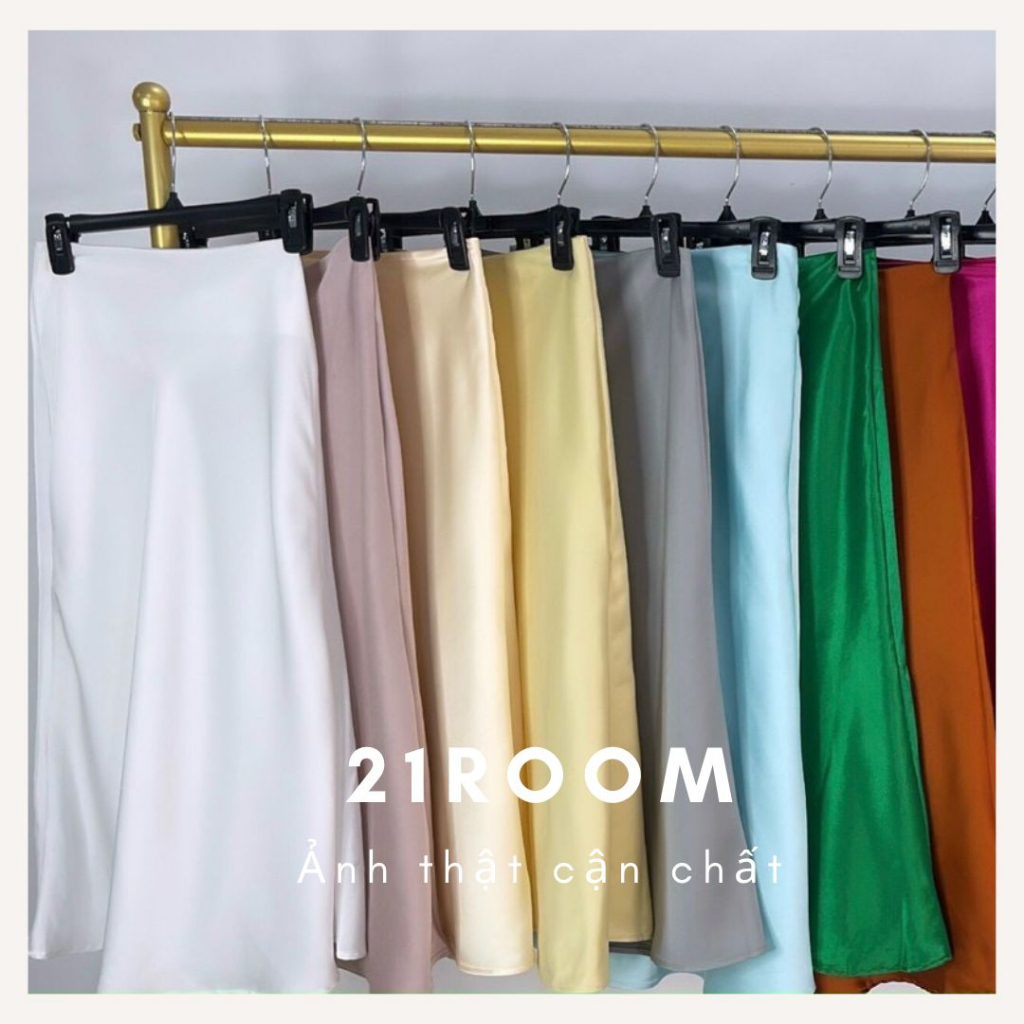 Chân Váy Midi Lụa Đuôi Cá Dáng Dài Nhiều Màu Phong Cách Hàn Quốc, Đi Chơi, Công Sở 21room.sg