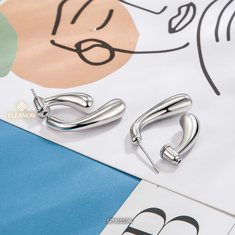 Bông tai nữ chuôi bạc 925 Eleanor Accessories thiết kế dáng cong phụ kiện trang sức 5596