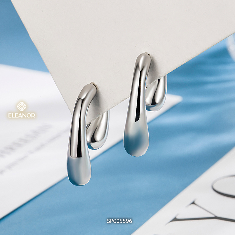 Bông tai nữ chuôi bạc 925 Eleanor Accessories thiết kế dáng cong phụ kiện trang sức 5596