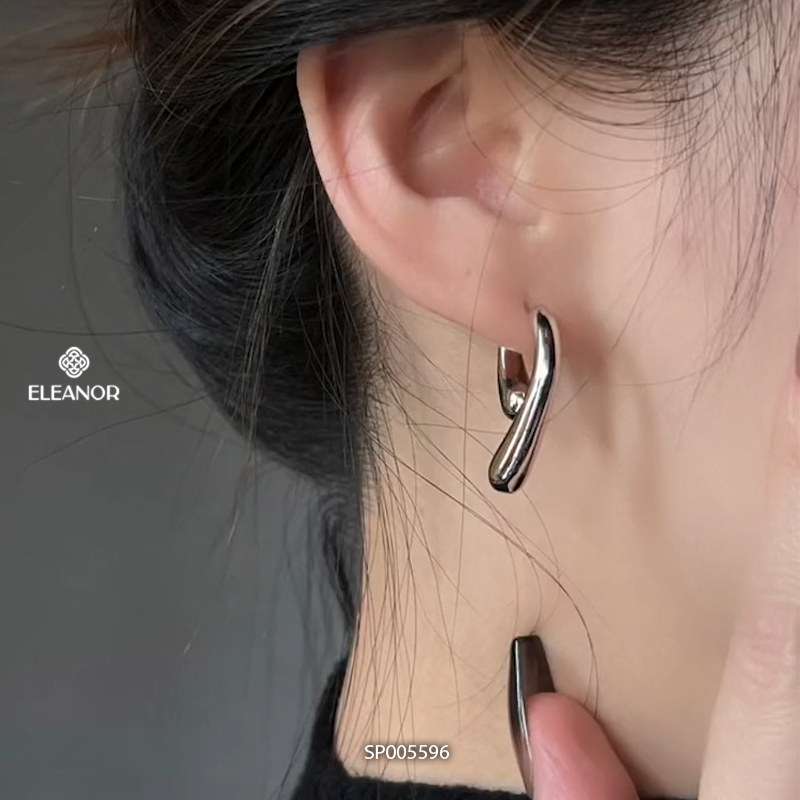Bông tai nữ chuôi bạc 925 Eleanor Accessories thiết kế dáng cong phụ kiện trang sức 5596