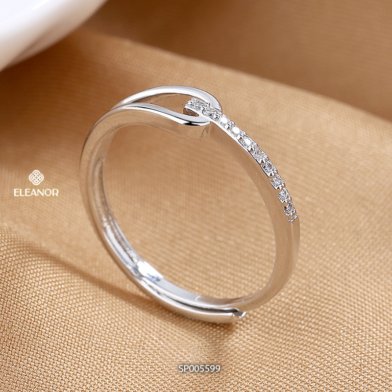 Nhẫn nữ hở bạc 925 Eleanor Accessories đính đá basic phụ kiện trang sức 5599