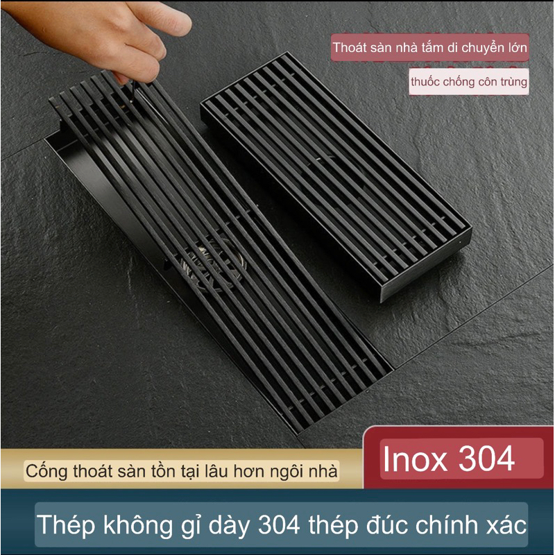 Ga thoát sàn ngăn mùi dài 30cm màu đen - Phễu thoát sàn cao cấp (xem hàng trước khi thanh toán )