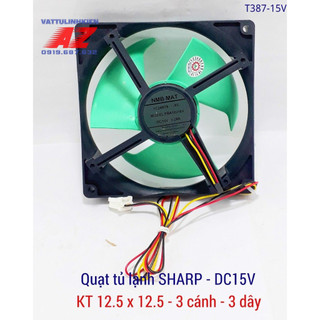 Quạt tủ lạnh vuông cỡ 12.5cm x 12.5cm - DC15V - 0.28A - 3dây - 3 cánh